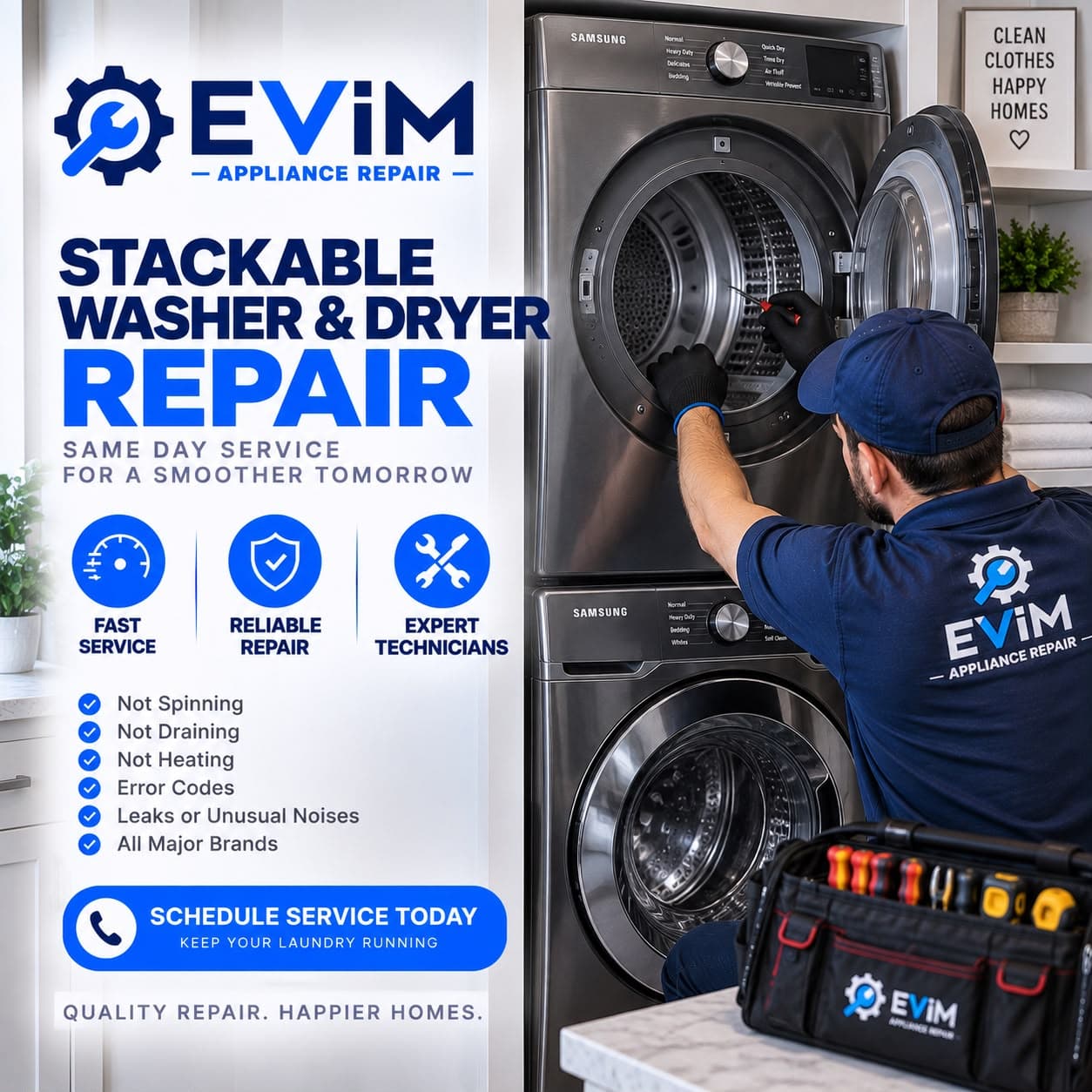 Stackable Washer and Dryer Repair — EVIM Appliance Repair